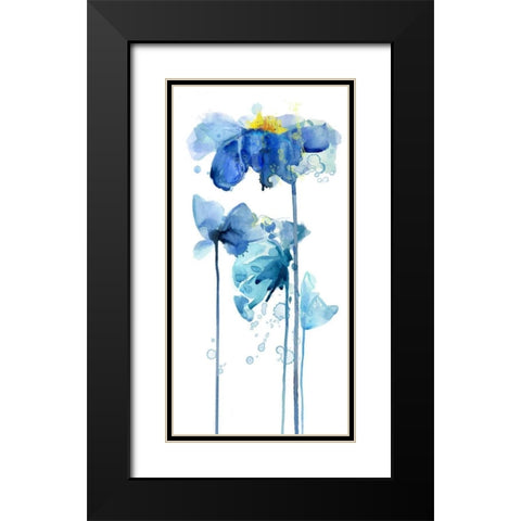 Indigo Poppy 2 Black Modern Wood Framed Art Print with Double Matting by Jing, Jin