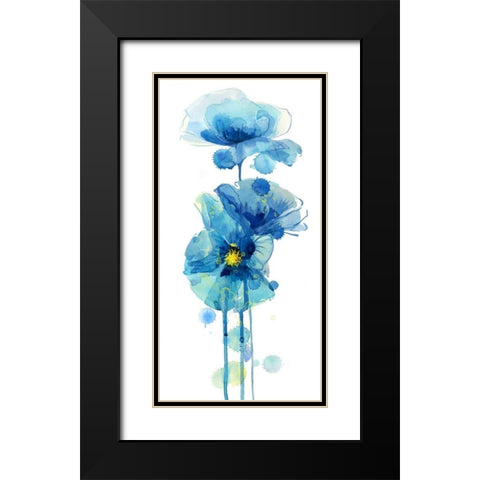 Indigo Poppy 3 Black Modern Wood Framed Art Print with Double Matting by Jing, Jin