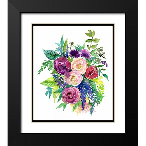 Enchanted Roses Black Modern Wood Framed Art Print with Double Matting by Jing, Jin