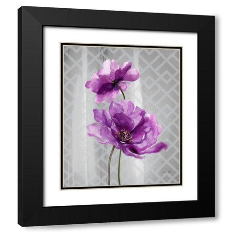 Trellis Floral1 Black Modern Wood Framed Art Print with Double Matting by Jing, Jin