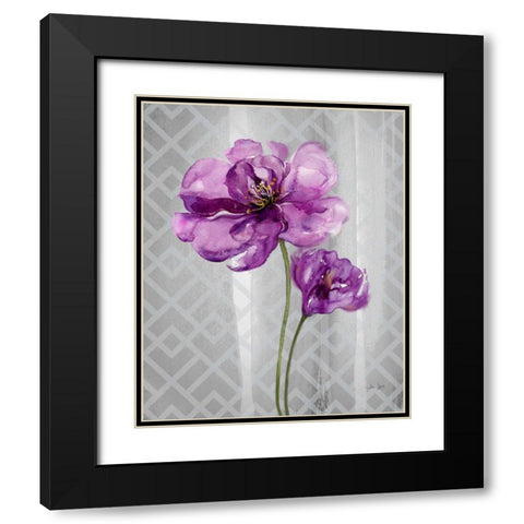 Trellis Floral2 Black Modern Wood Framed Art Print with Double Matting by Jing, Jin