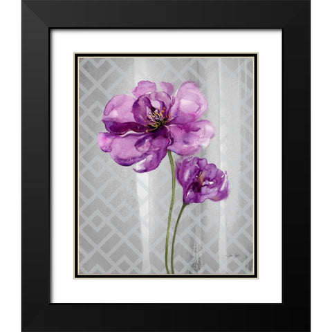 Trellis Floral2 Black Modern Wood Framed Art Print with Double Matting by Jing, Jin