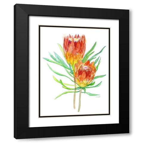 Tropical Blossoming Black Modern Wood Framed Art Print with Double Matting by Jing, Jin
