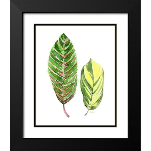 Tropical Variegated Leaf Black Modern Wood Framed Art Print with Double Matting by Jing, Jin