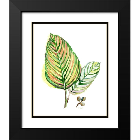 Tropical Foliage Black Modern Wood Framed Art Print with Double Matting by Jing, Jin