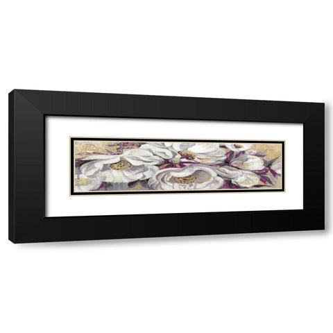 Floral Tapestry Black Modern Wood Framed Art Print with Double Matting by Jing, Jin