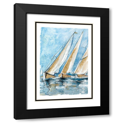 Windward Black Modern Wood Framed Art Print with Double Matting by Jing, Jin