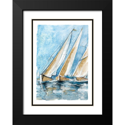 Windward Black Modern Wood Framed Art Print with Double Matting by Jing, Jin
