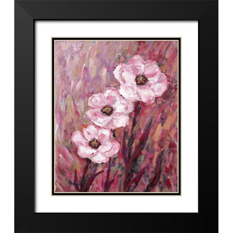 Colourful Flowers Black Modern Wood Framed Art Print with Double Matting by Zheng, James