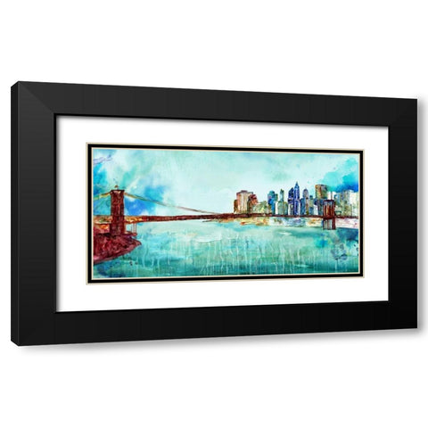 Painted City Black Modern Wood Framed Art Print with Double Matting by Zheng, James