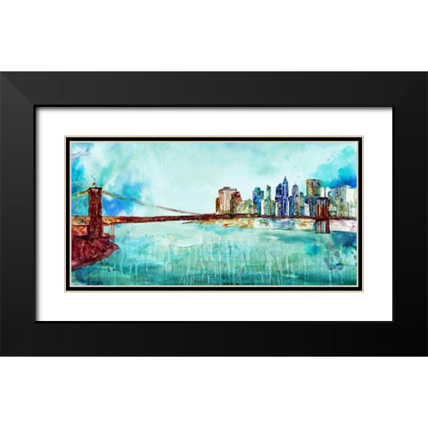Painted City Black Modern Wood Framed Art Print with Double Matting by Zheng, James