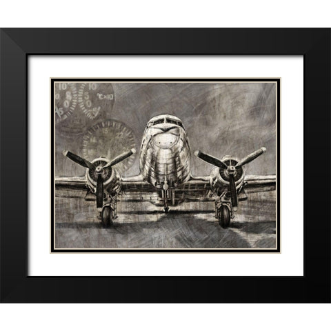 Vintage Jet Plane Black Modern Wood Framed Art Print with Double Matting by Zheng, James