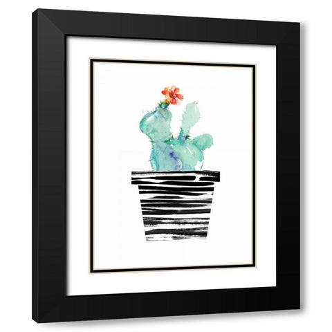 Petit Cactus Black Modern Wood Framed Art Print with Double Matting by London, Dakota