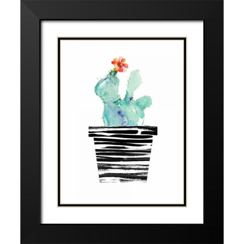 Petit Cactus Black Modern Wood Framed Art Print with Double Matting by London, Dakota