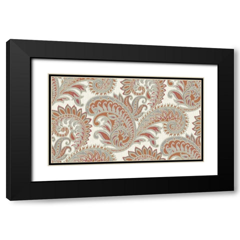 jacobian Paisley Pattern Black Modern Wood Framed Art Print with Double Matting by Grey, Marielle