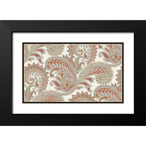 jacobian Paisley Pattern Black Modern Wood Framed Art Print with Double Matting by Grey, Marielle