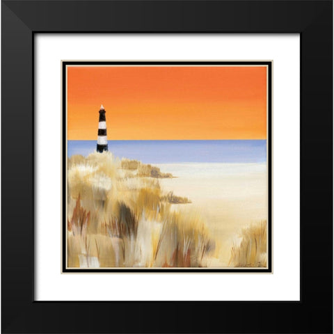 Lighthouse Sunset Black Modern Wood Framed Art Print with Double Matting by Cook, Andrea