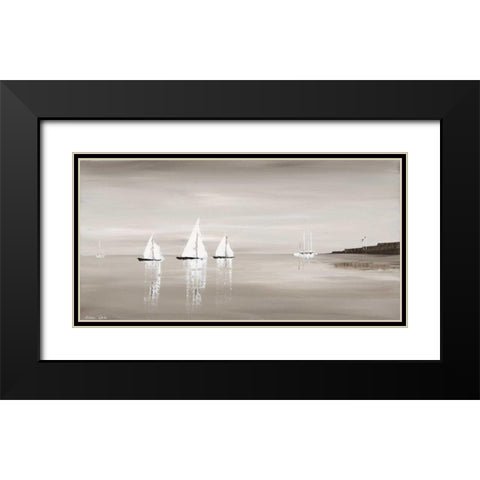 Sailing Grey III Black Modern Wood Framed Art Print with Double Matting by Cook, Andrea