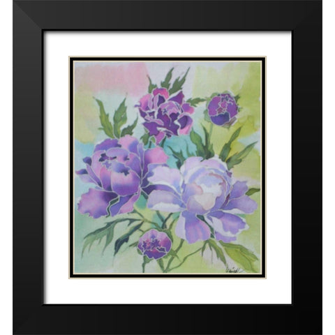Soft Floral Black Modern Wood Framed Art Print with Double Matting by Mayskaya, Alisa