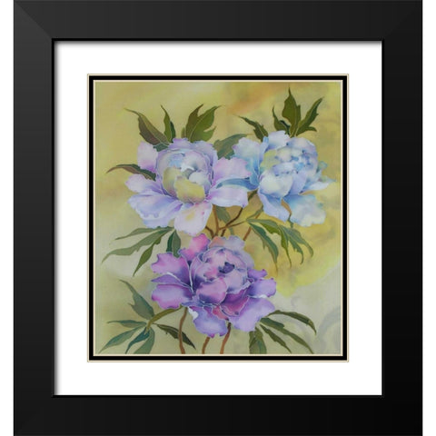 Soft Floral Black Modern Wood Framed Art Print with Double Matting by Mayskaya, Alisa