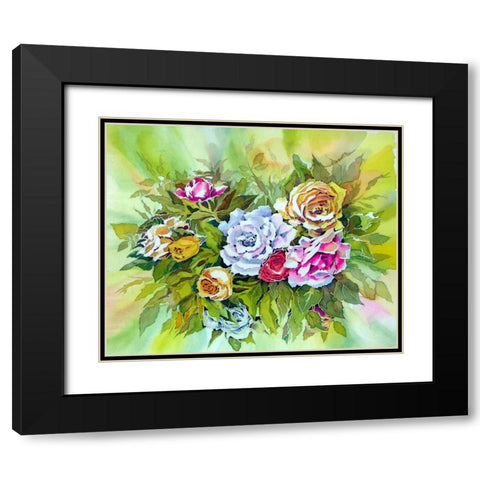 Roses Black Modern Wood Framed Art Print with Double Matting by Mayskaya, Alisa