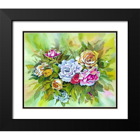 Roses Black Modern Wood Framed Art Print with Double Matting by Mayskaya, Alisa