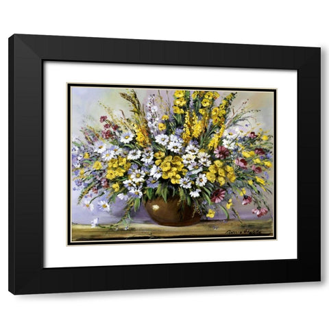 Treasure of daisies Black Modern Wood Framed Art Print with Double Matting by Paleta, Anna