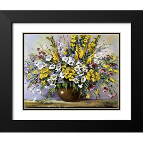 Treasure of daisies Black Modern Wood Framed Art Print with Double Matting by Paleta, Anna