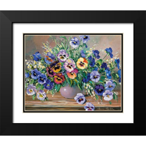 Bouquet of pansies Black Modern Wood Framed Art Print with Double Matting by Paleta, Anna
