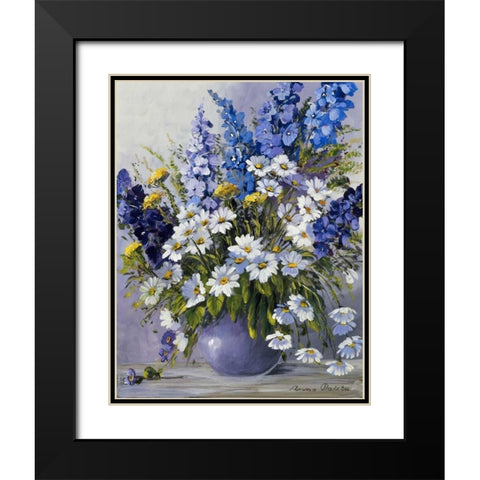 Delphinium Black Modern Wood Framed Art Print with Double Matting by Paleta, Anna