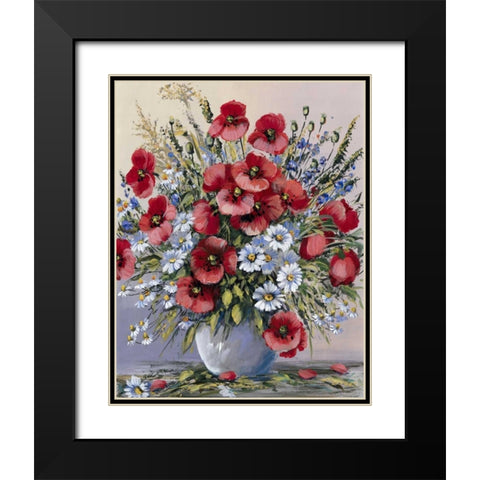Red poppies Black Modern Wood Framed Art Print with Double Matting by Paleta, Anna