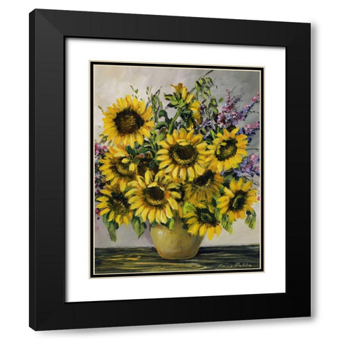 Sunny sunflowers Black Modern Wood Framed Art Print with Double Matting by Paleta, Anna