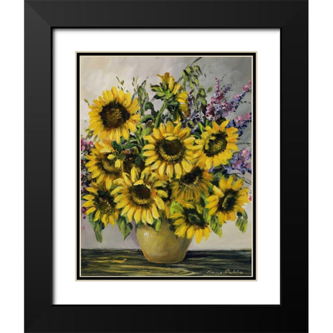 Sunny sunflowers Black Modern Wood Framed Art Print with Double Matting by Paleta, Anna