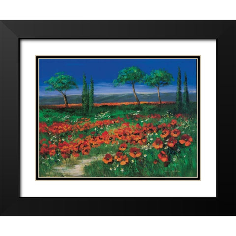 Field of primroses Black Modern Wood Framed Art Print with Double Matting by Paleta, Anna