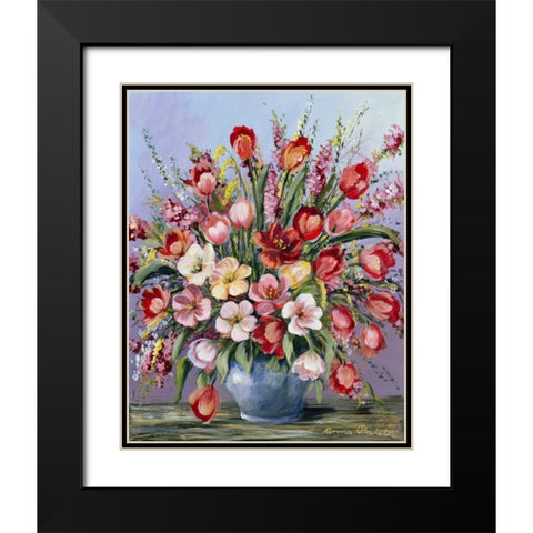 Red Classi bouqet Black Modern Wood Framed Art Print with Double Matting by Paleta, Anna