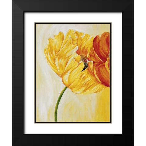 Dancing Tulips I Black Modern Wood Framed Art Print with Double Matting by Frederiks, Beatrix