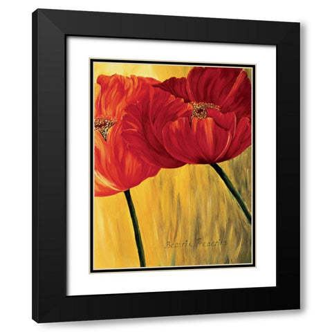 Dancing Tulips II Black Modern Wood Framed Art Print with Double Matting by Frederiks, Beatrix