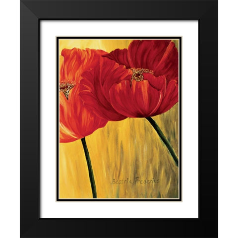 Dancing Tulips II Black Modern Wood Framed Art Print with Double Matting by Frederiks, Beatrix