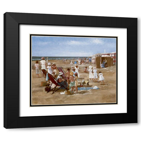Beach old times I Black Modern Wood Framed Art Print with Double Matting by van Rooijen, Carel