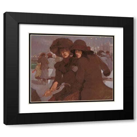 Friends I Black Modern Wood Framed Art Print with Double Matting by van Rooijen, Carel