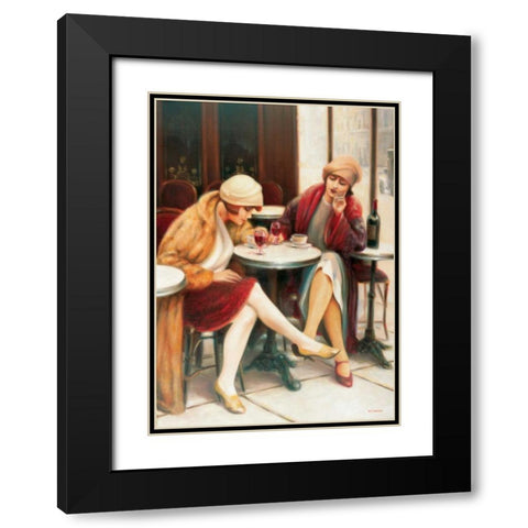 Cafe II Black Modern Wood Framed Art Print with Double Matting by Denis, E