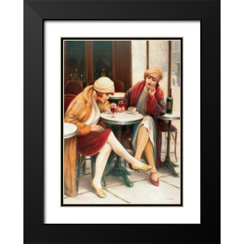 Cafe II Black Modern Wood Framed Art Print with Double Matting by Denis, E