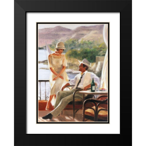 Meeting at the tea-garden Black Modern Wood Framed Art Print with Double Matting by Denis, E