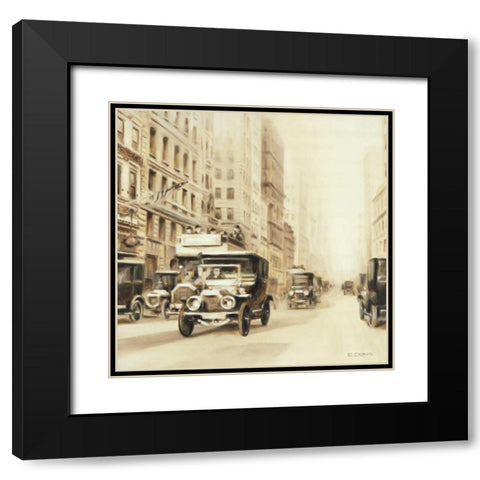Old street usa Black Modern Wood Framed Art Print with Double Matting by Denis, E