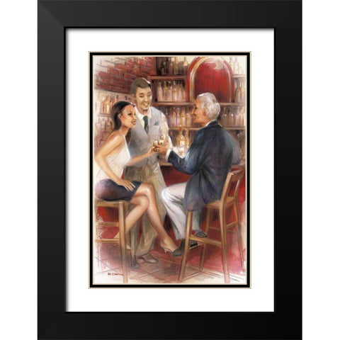 Bar conversations III Black Modern Wood Framed Art Print with Double Matting by Denis, E