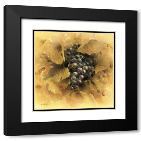 Grapes II Black Modern Wood Framed Art Print with Double Matting by Denis, E