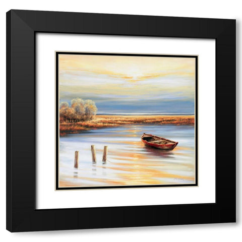 Shore line Black Modern Wood Framed Art Print with Double Matting by Erwin, Eric