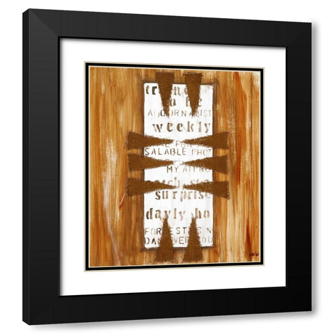 Hearts Black Modern Wood Framed Art Print with Double Matting by Elki,O