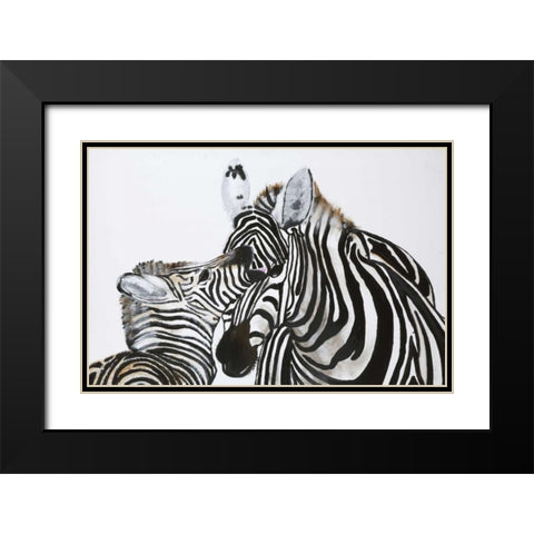 Zebra Black Modern Wood Framed Art Print with Double Matting by Elki,O