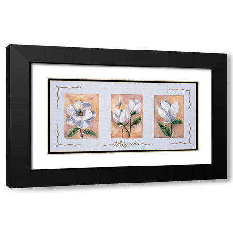 Magnolia Triptychon Black Modern Wood Framed Art Print with Double Matting by Withaar, Rian